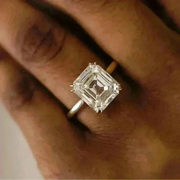 Maxine Jewelry Jewelry - NWT Emerald Cut Simulated Engagement Ring 5.5CT Yellow plating over Silver sz 6